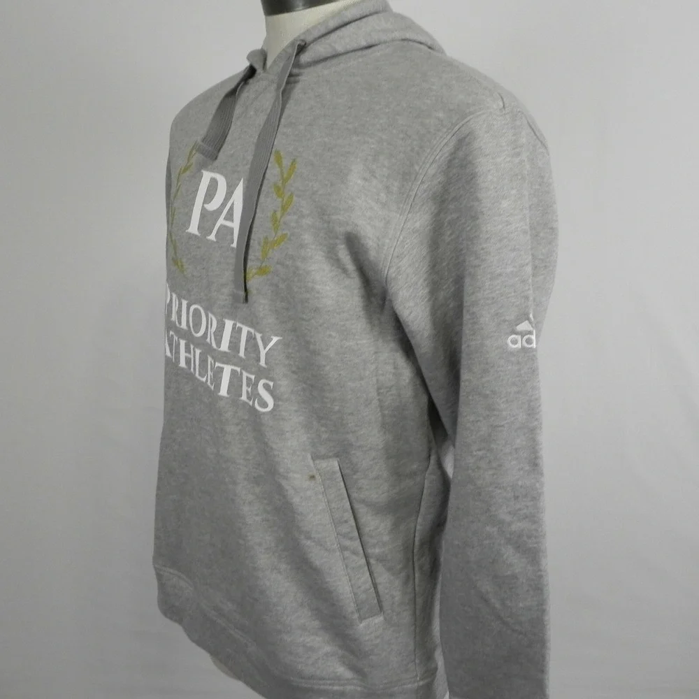 Adidas Hoodie Mens Large Pullover Sweatshirt Gray Long‎ Sleeve Priority Athletes